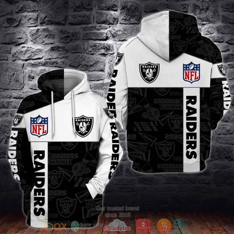 Nfl Las Vegas Raiders Black And White 3D Hoodie Nfl Las Vegas Raiders Black And White 3D Hoodie