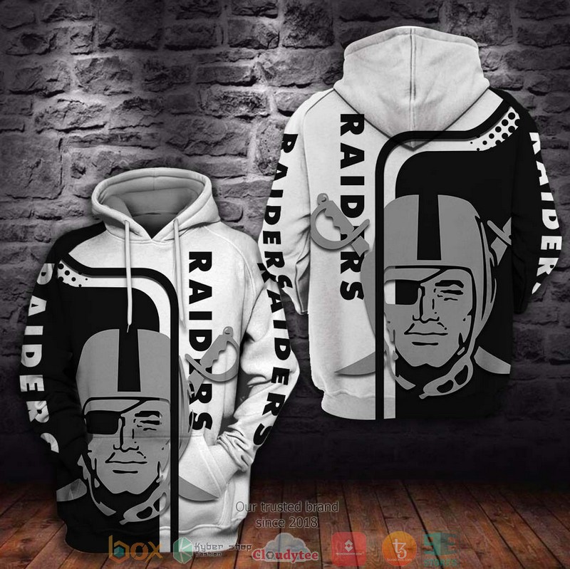 Nfl Las Vegas Raiders Black White 3D Hoodie Nfl Las Vegas Raiders Black White 3D Hoodie