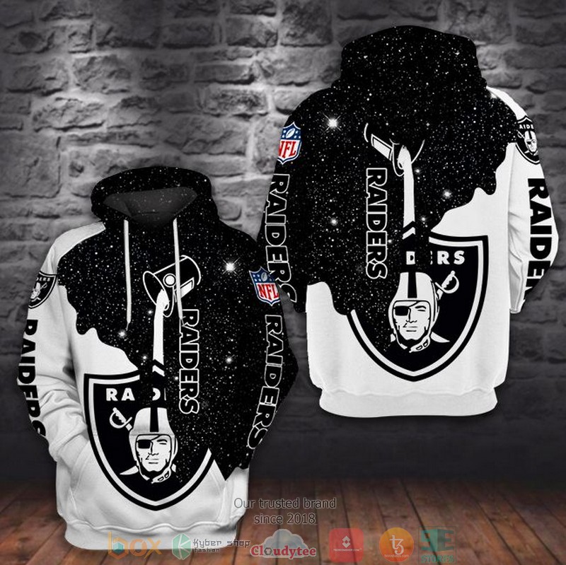 Nfl Las Vegas Raiders Black White Galaxy 3D Hoodie Nfl Las Vegas Raiders Black White Galaxy 3D Hoodie