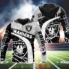 Nfl Las Vegas Raiders Lightning Black 3D Hoodie