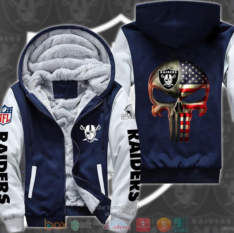 Nfl Las Vegas Raiders Punisher Skull 3D Fleece Hoodie Jacket Nfl Las Vegas Raiders Punisher Skull 3D Fleece Hoodie Jacket