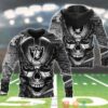 Nfl Las Vegas Raiders Skull Chain Silver 3D Hoodie