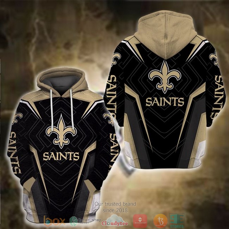 Nfl New Orleans Saints Black Yellow 3D Hoodie Nfl New Orleans Saints Black Yellow 3D Hoodie