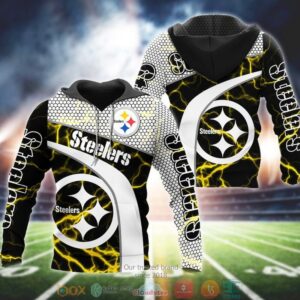 Nfl Pittsburgh Steelers Lightning Black 3D Hoodie