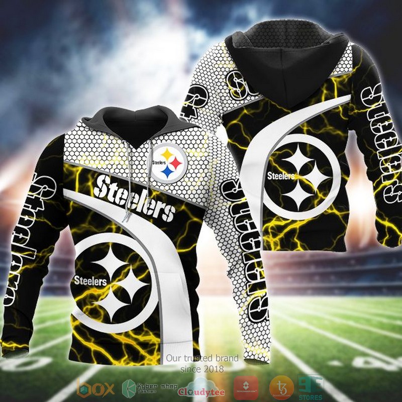 Nfl Pittsburgh Steelers Lightning Black 3D Hoodie Nfl Pittsburgh Steelers Lightning Black 3D Hoodie