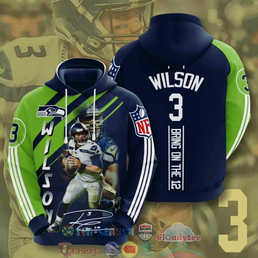 Nfl Seattle Seahawks Russell Wilson 3 Bring On The 12 Hoodie 3D Nfl Seattle Seahawks Russell Wilson 3 Bring On The 12 Hoodie 3D