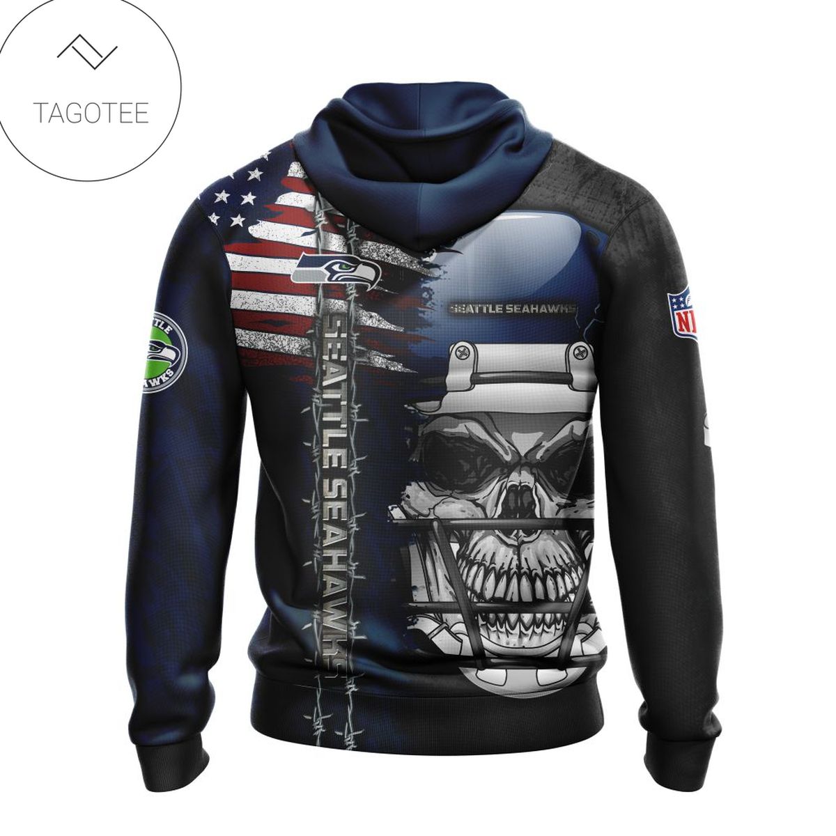 Nfl Seattle Seahawks Skull With Helmets 2022 Hoodie Nfl Seattle Seahawks Skull With Helmets 2022 Hoodie