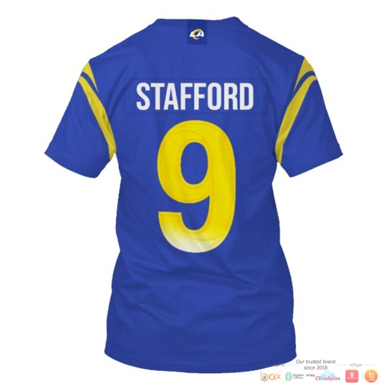 Nfl Stafford 9 Los Angeles Rams Blue 3D Shirt Nfl Stafford 9 Los Angeles Rams Blue 3D Shirt