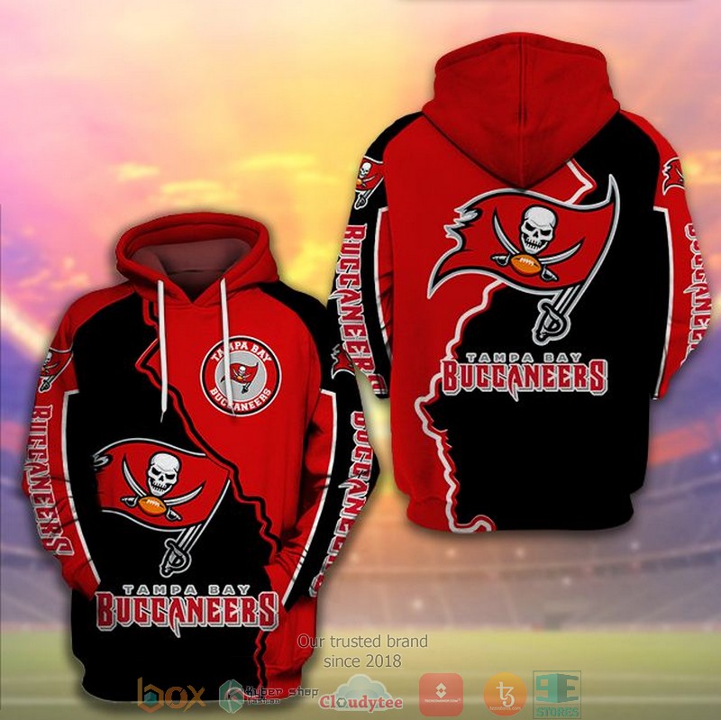 Nfl Tampa Bay Buccaneers Logo Black Red 3D Hoodie Nfl Tampa Bay Buccaneers Logo Black Red 3D Hoodie