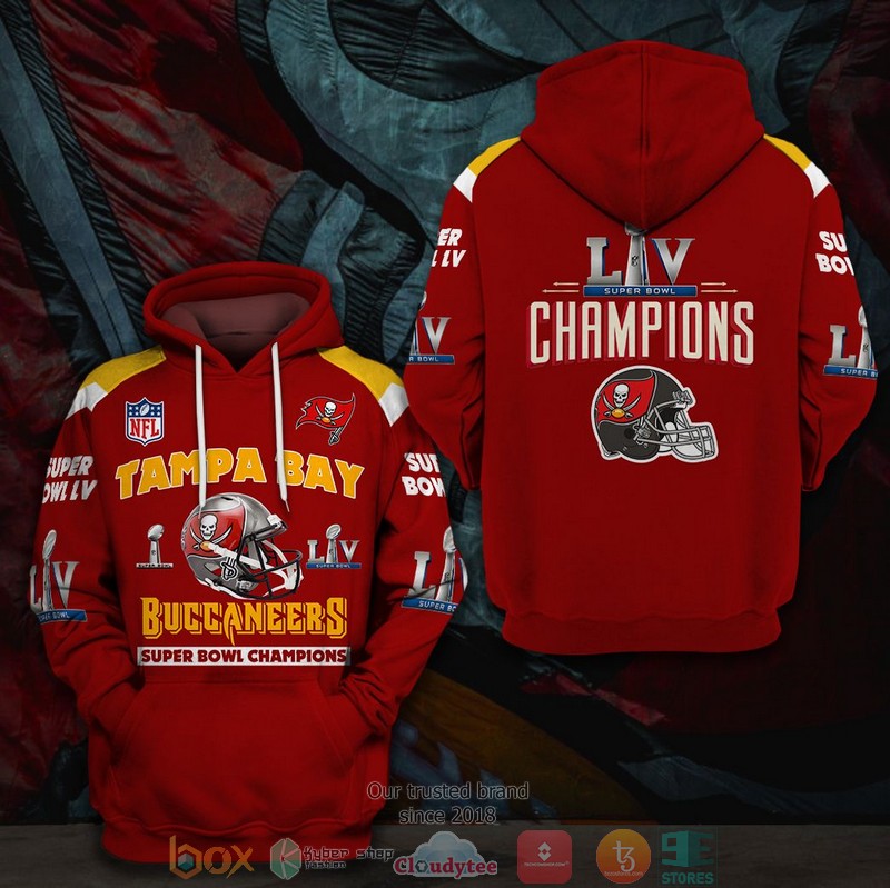 Nfl Tampa Bay Buccaneers Super Bowl Liv Champions Red 3D Hoodie Nfl Tampa Bay Buccaneers Super Bowl Liv Champions Red 3D Hoodie