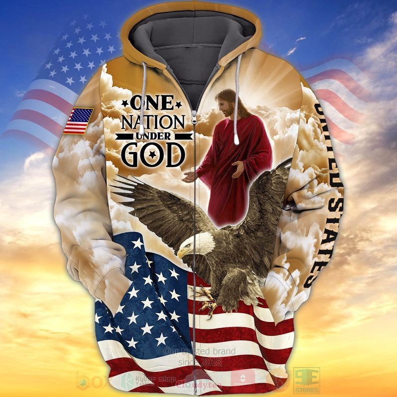 One Nation Under God Yellow 3D Zip Hoodie One Nation Under God Yellow 3D Zip Hoodie
