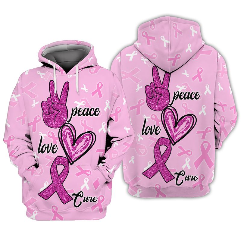 Peace Love Cure Breast Cancer Awareness 3D Shirt Peace Love Cure Breast Cancer Awareness 3D Shirt