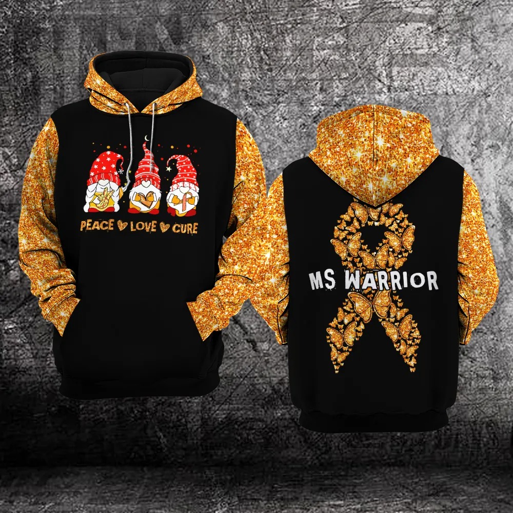 Peace Love Cure Ms Warrior Multiple Sclerosis Awareness 3D Hoodie – Limited Edition Peace Love Cure Ms Warrior Multiple Sclerosis Awareness 3D Hoodie – Limited Edition