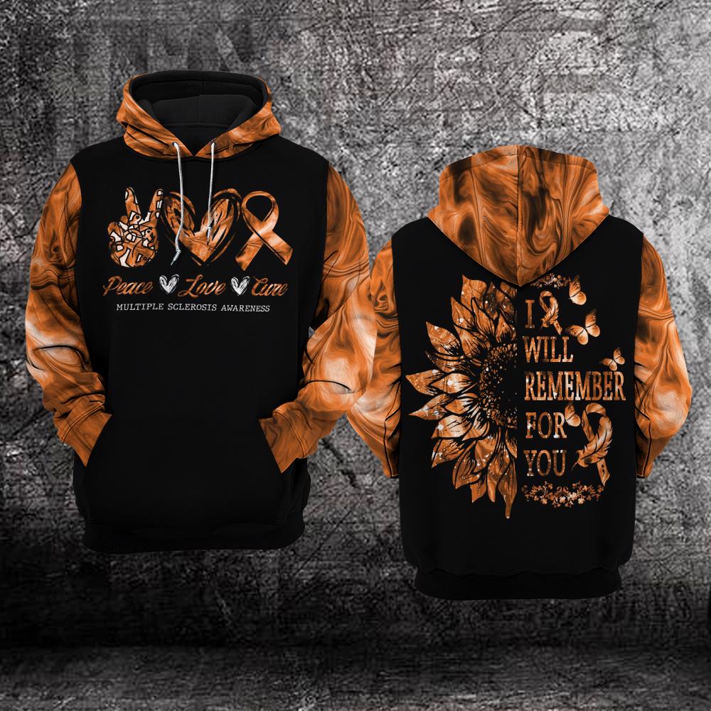 Peace Love Cure Sunflower Multiple Sclerosis Awareness 3D Hoodie – Limited Edition Peace Love Cure Sunflower Multiple Sclerosis Awareness 3D Hoodie – Limited Edition