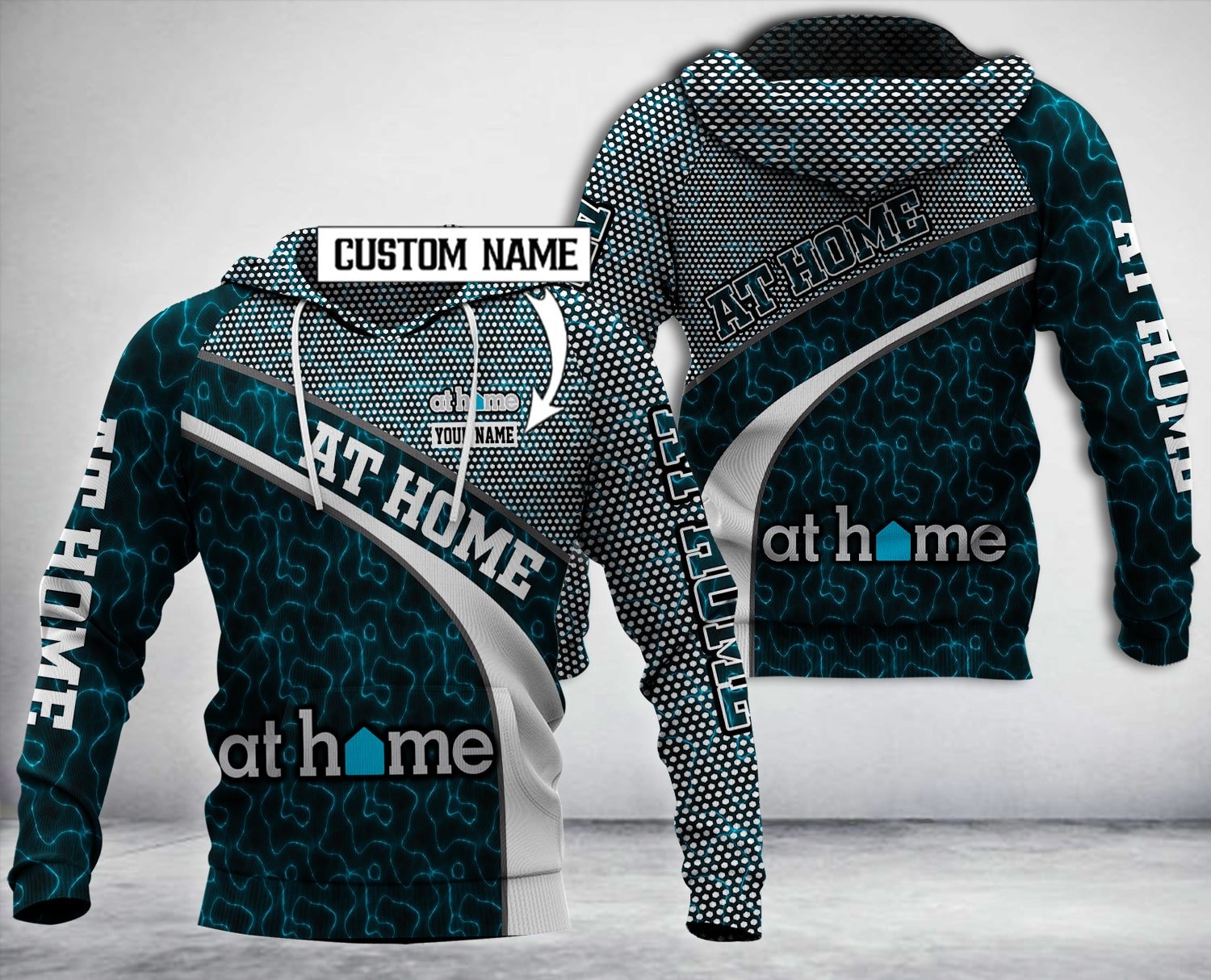 Personalized At Home Blue White Custom All Over Print 3D Hoodie Personalized At Home Blue White Custom All Over Print 3D Hoodie