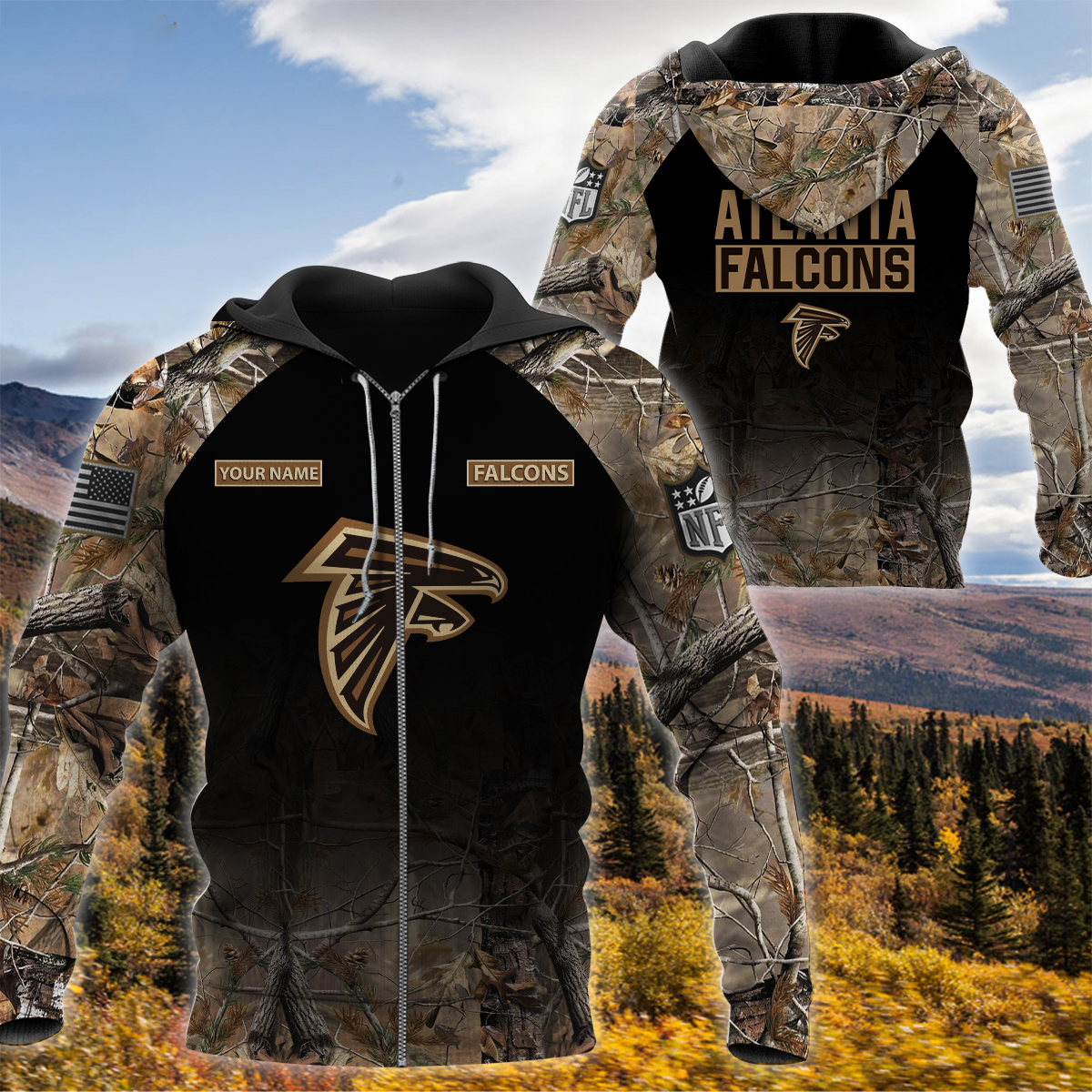 Personalized Atlanta Falcons Nfl Hunting Camo Custom 3D Shirt Personalized Atlanta Falcons Nfl Hunting Camo Custom 3D Shirt