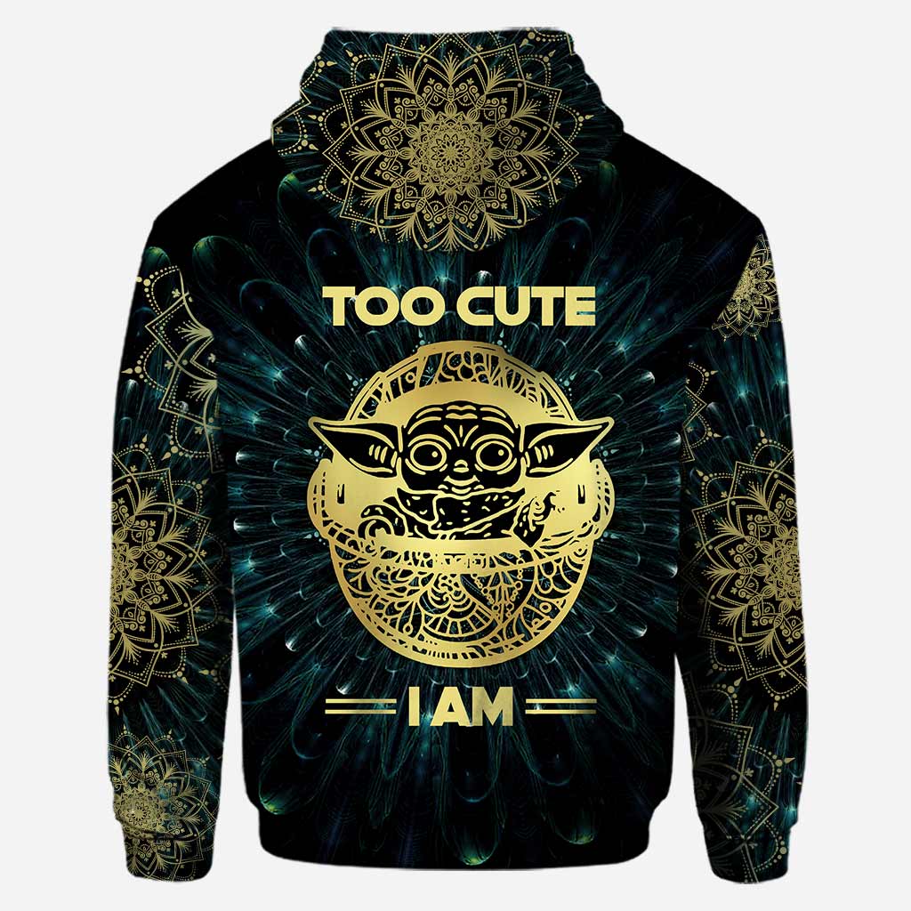 Personalized Baby Yoda Too Cute I Am Flowers Black 3D Hoodie Personalized Baby Yoda Too Cute I Am Flowers Black 3D Hoodie