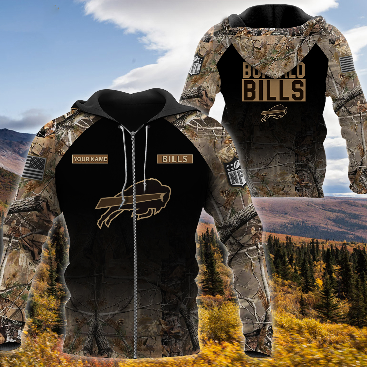 Personalized Buffalo Bills Nfl Hunting Camo Custom 3D Shirt Personalized Buffalo Bills Nfl Hunting Camo Custom 3D Shirt