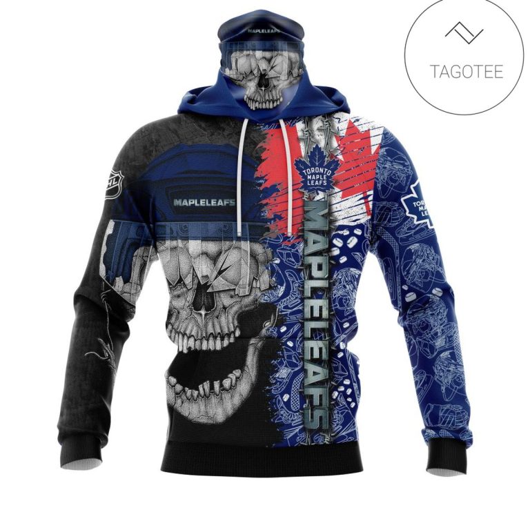 Personalized-Custom-Name-Toronto-Maple-Leafs-Skull-Gaiter-Mask-Hoodie-1