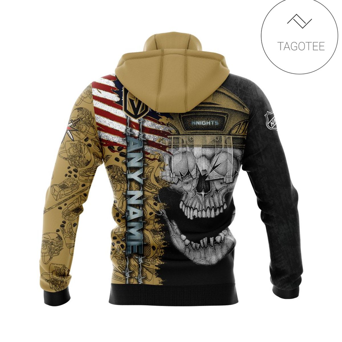 Personalized Custom Name Vegas Golden Knights Skull Gaiter Mask Hoodie Personalized Custom Name Vegas Golden Knights Skull Gaiter Mask Hoodie