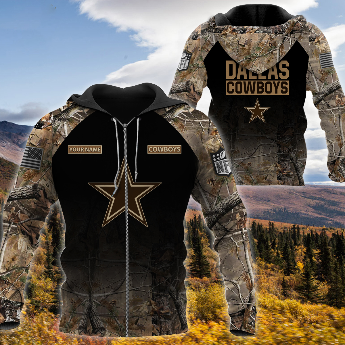 Personalized Dallas Cowboys Nfl Hunting Camo Custom 3D Shirt Personalized Dallas Cowboys Nfl Hunting Camo Custom 3D Shirt