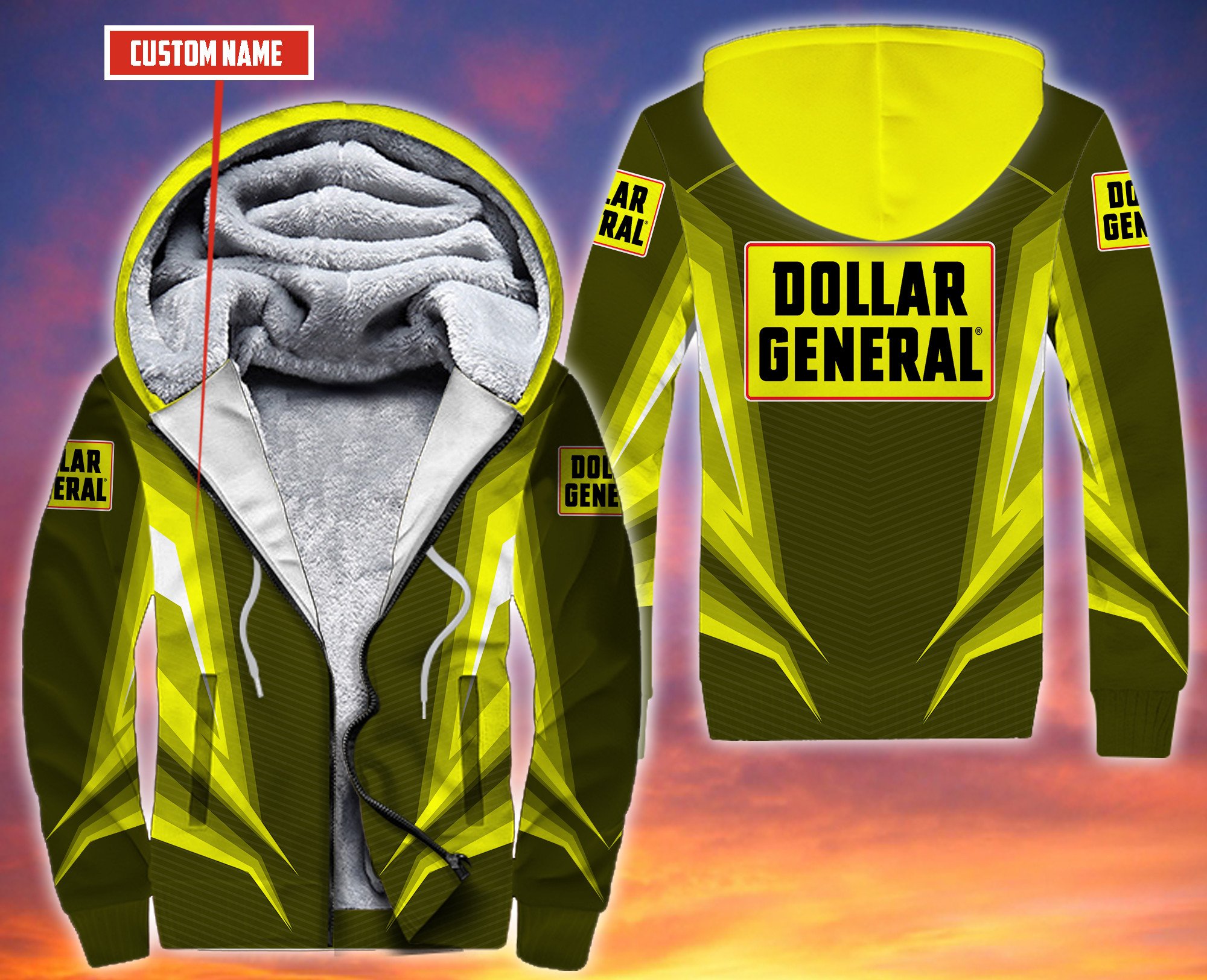Personalized Dollar General Yellow Custom 3D Fleece Hoodie Personalized Dollar General Yellow Custom 3D Fleece Hoodie
