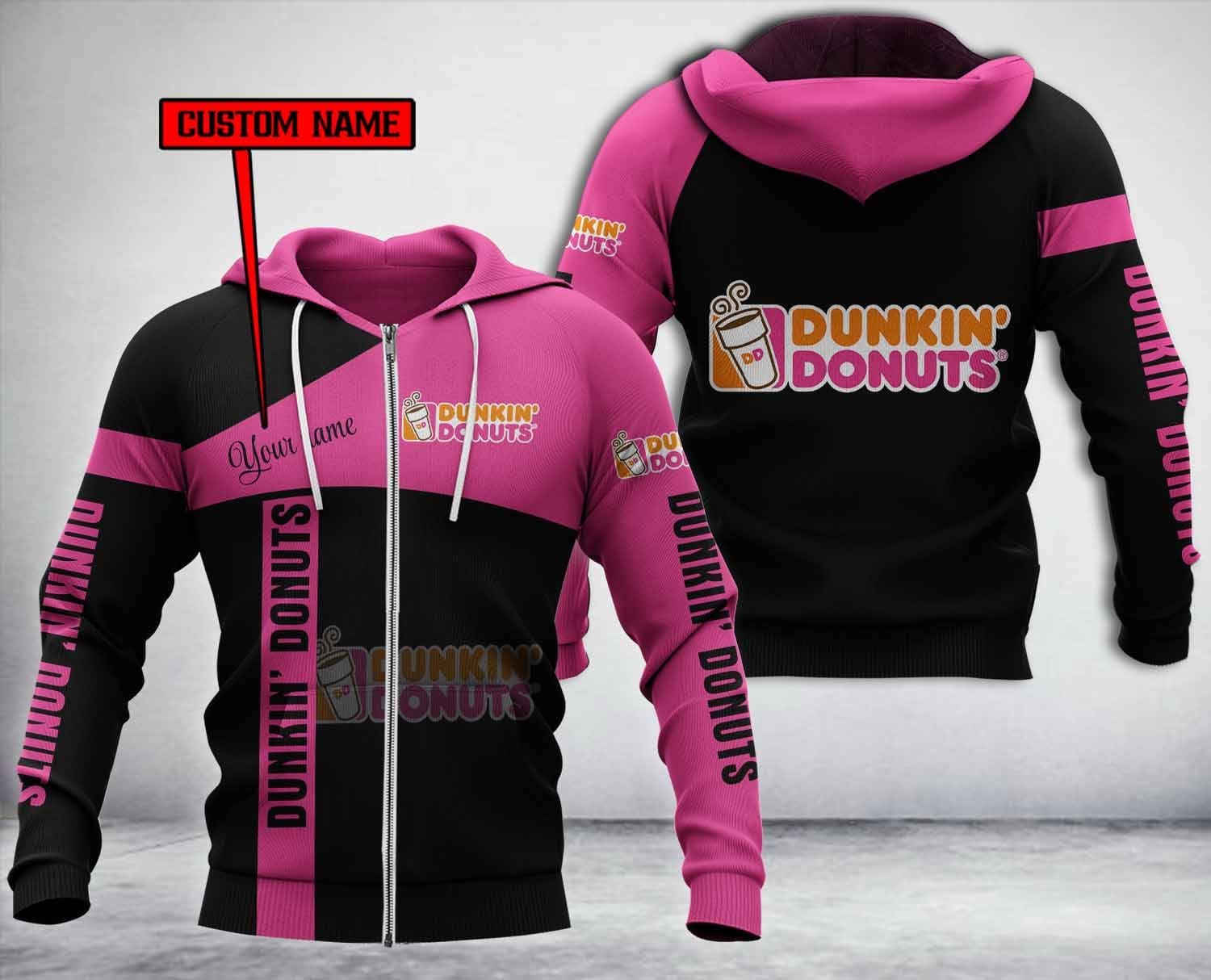 Personalized Dunkin’ Donuts Black 3D Hoodie Personalized Dunkin’ Donuts Black 3D Hoodie
