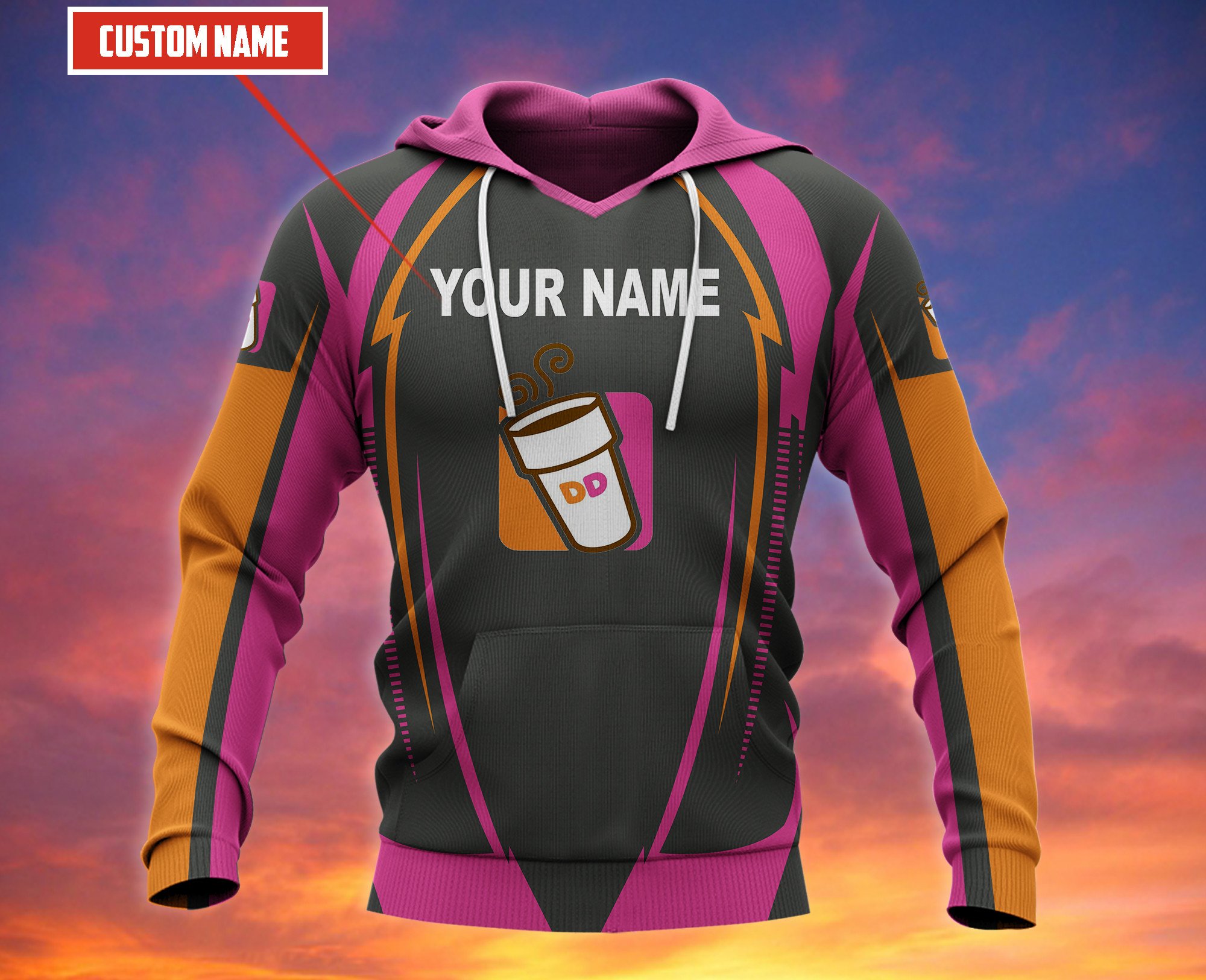 Personalized Dunkin’ Donuts Grey Pink Custom All Over Print 3D Hoodie Personalized Dunkin’ Donuts Grey Pink Custom All Over Print 3D Hoodie