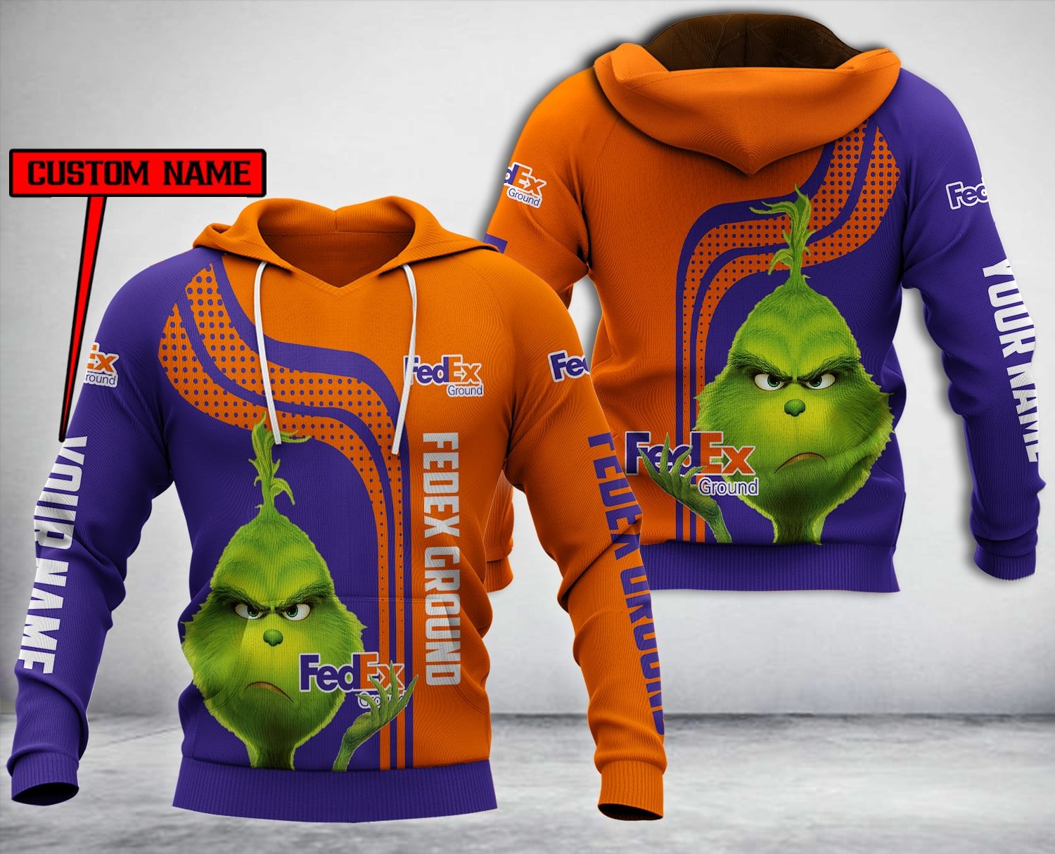 Personalized Fedex Ground Grinch Custom All Over Print 3D Hoodie Personalized Fedex Ground Grinch Custom All Over Print 3D Hoodie