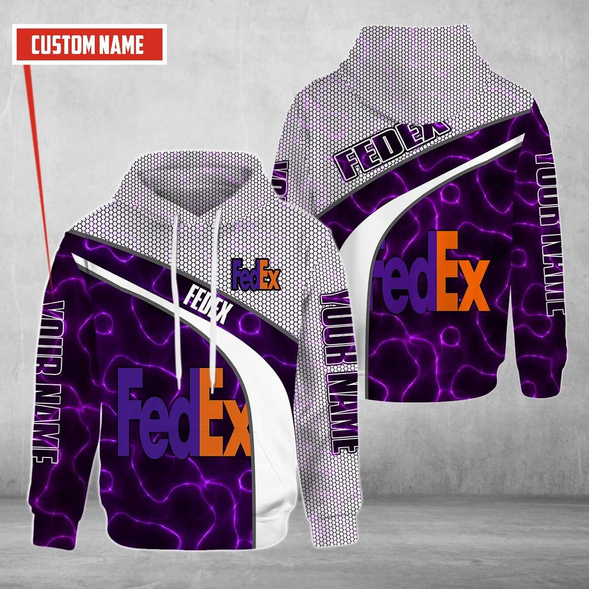 Personalized Fedex White Purple Custom All Over Print 3D Hoodie Personalized Fedex White Purple Custom All Over Print 3D Hoodie