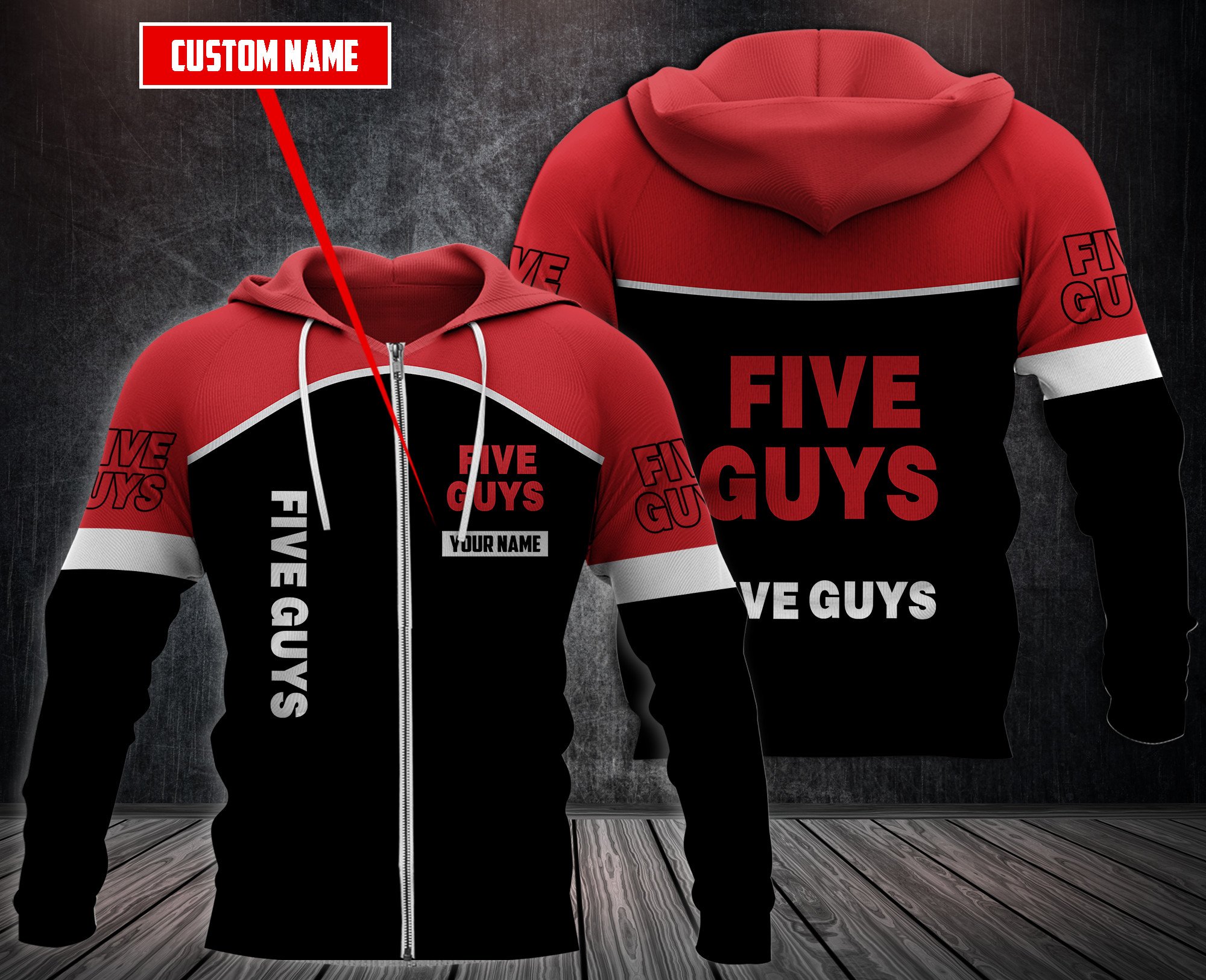Personalized Five Guys 3D Fleece Hoodie Personalized Five Guys 3D Fleece Hoodie