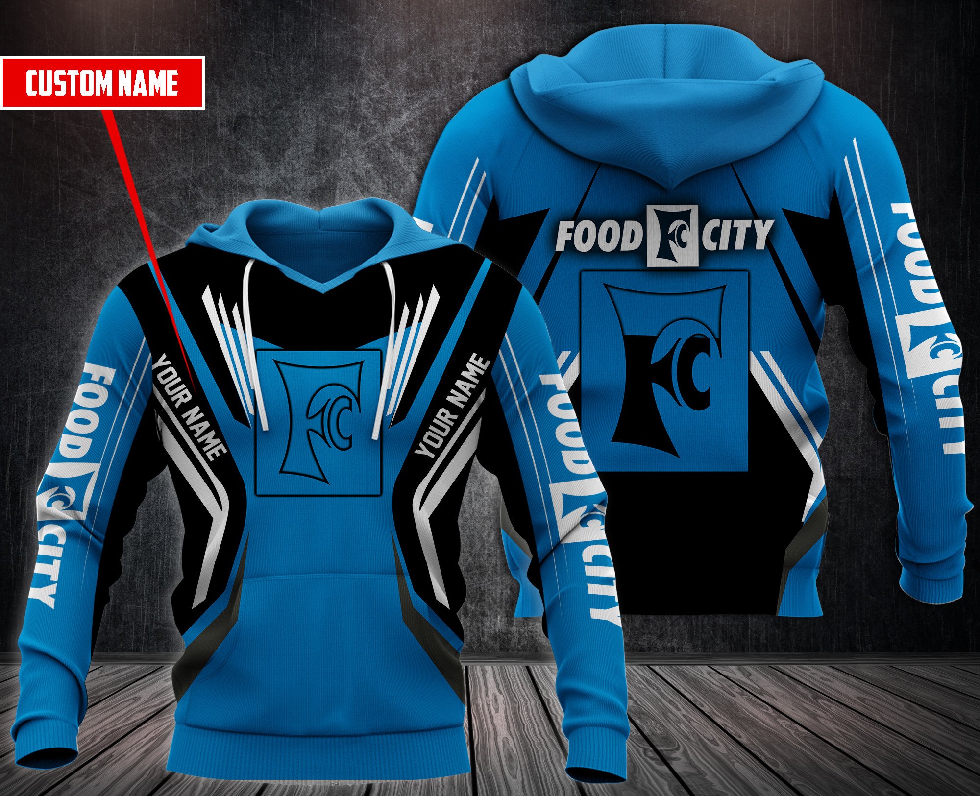 Personalized Food City Custom Blue Black All Over Print 3D Hoodie Personalized Food City Custom Blue Black All Over Print 3D Hoodie