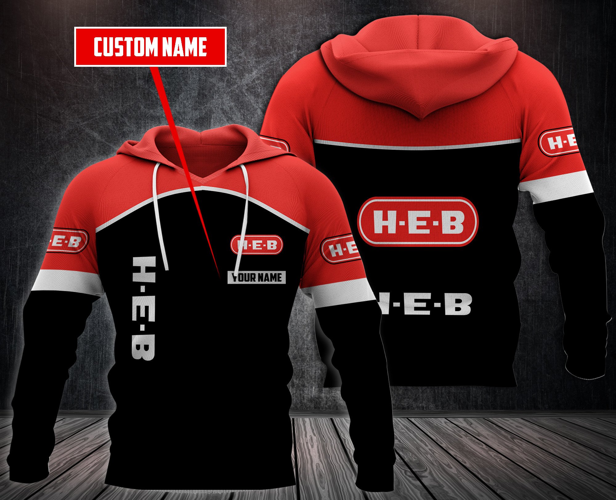 Personalized H-E-B Custom 3D Fleece Hoodie Personalized H-E-B Custom 3D Fleece Hoodie