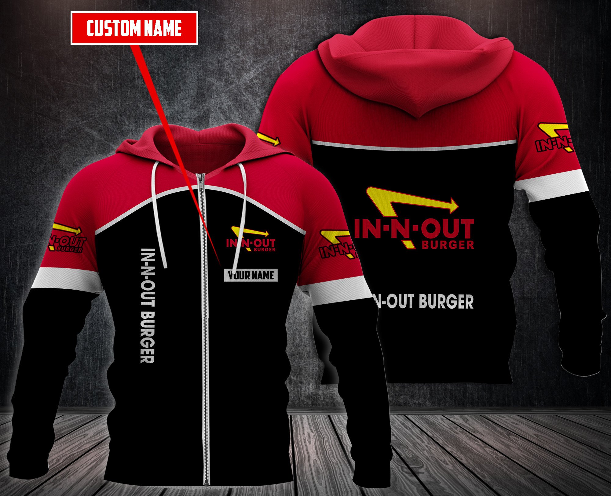 Personalized In-N-Out Burger 3D Fleece Hoodie Personalized In-N-Out Burger 3D Fleece Hoodie
