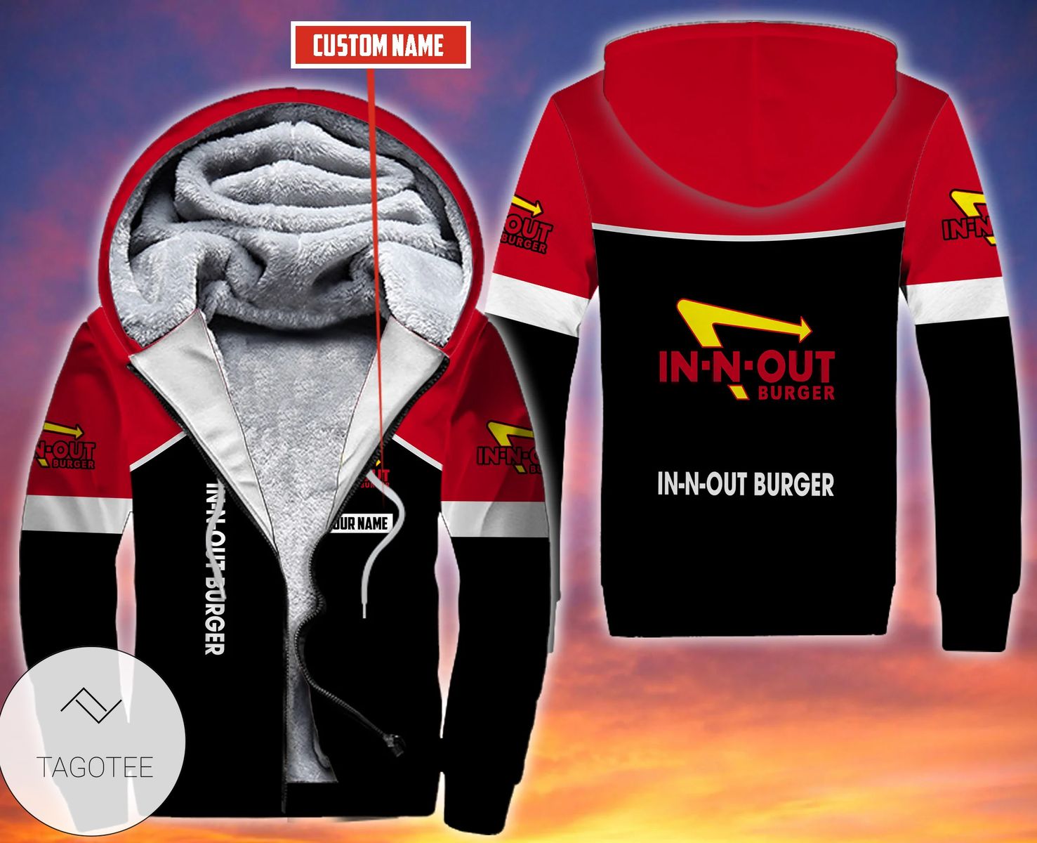 Personalized In-N-Out Burger Fleece Hoodie Personalized In-N-Out Burger Fleece Hoodie