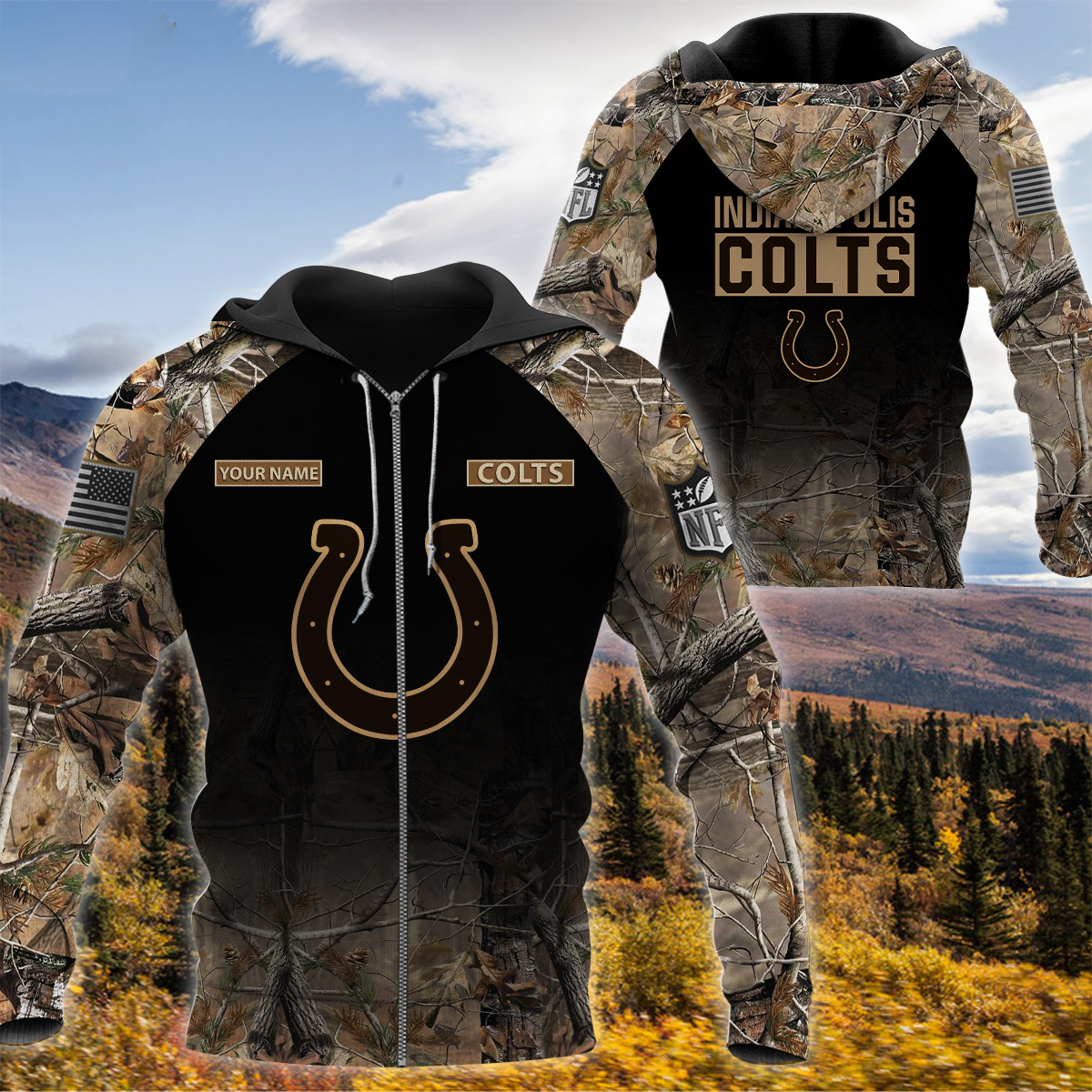 Personalized Indianapolis Colts Nfl Hunting Camo Custom 3D Shirt Personalized Indianapolis Colts Nfl Hunting Camo Custom 3D Shirt