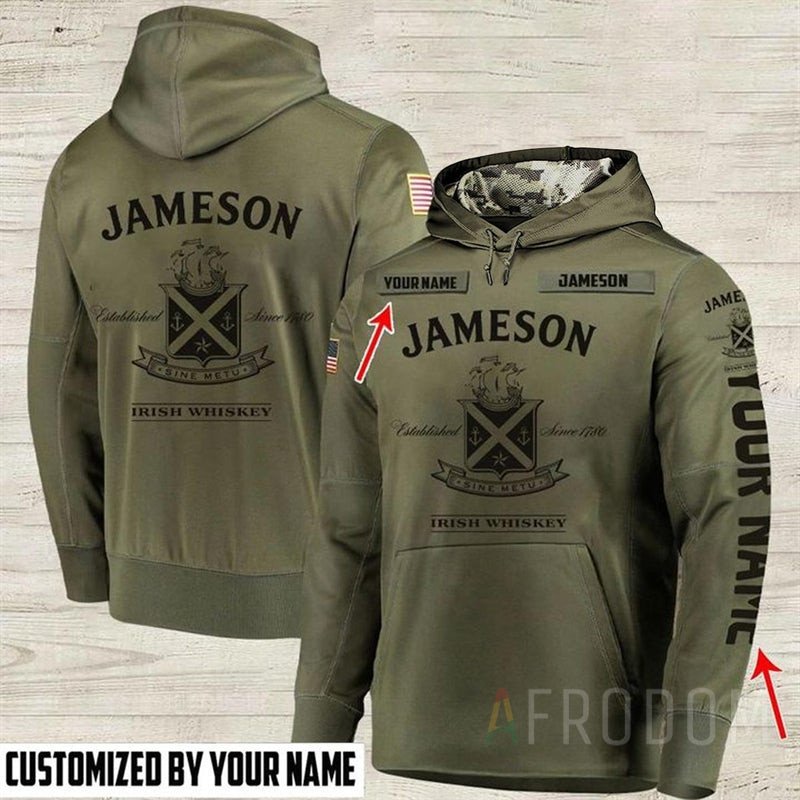 Personalized Jameson Irish Whiskey Army Custom 3D Hoodie Personalized Jameson Irish Whiskey Army Custom 3D Hoodie