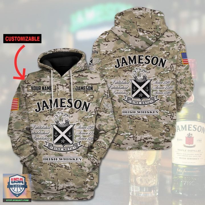 Personalized Jameson Irish Whiskey Camouflage 3D All Over Print Hoodie Personalized Jameson Irish Whiskey Camouflage 3D All Over Print Hoodie