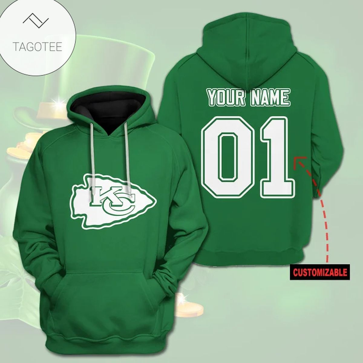 Personalized Kansas City Chiefs Green Hoodie Personalized Kansas City Chiefs Green Hoodie