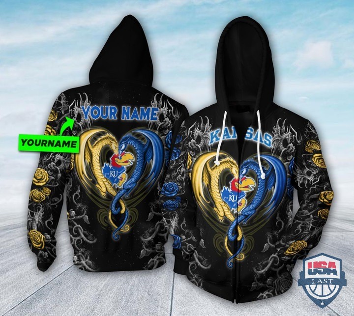 Personalized Kansas Jayhawks Dragon Ncaa 3D Hoodie T-Shirt Personalized Kansas Jayhawks Dragon Ncaa 3D Hoodie T-Shirt