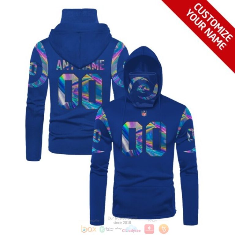 Personalized-Los-Angeles-Rams-Nfl-Blue-Hologram-Custom-3D-Hoodie-Mask-1
