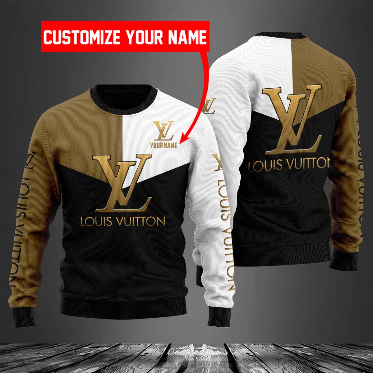 Personalized Louis Vuitton Black Brown White 3D Shirt Personalized Louis Vuitton Black Brown White 3D Shirt
