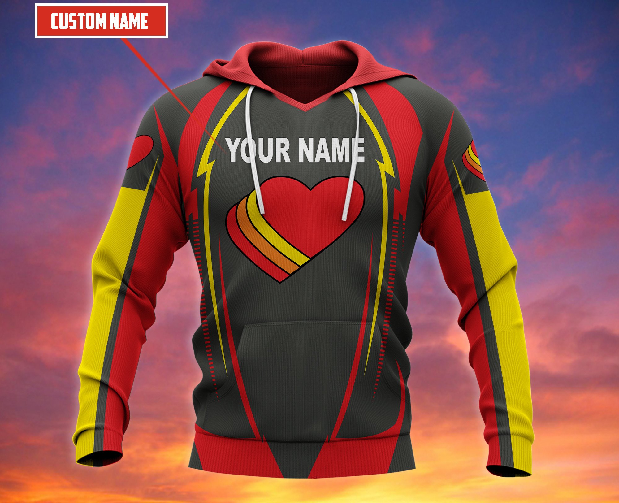 Personalized Love’S Grey Red Custom All Over Print 3D Hoodie Personalized Love’S Grey Red Custom All Over Print 3D Hoodie