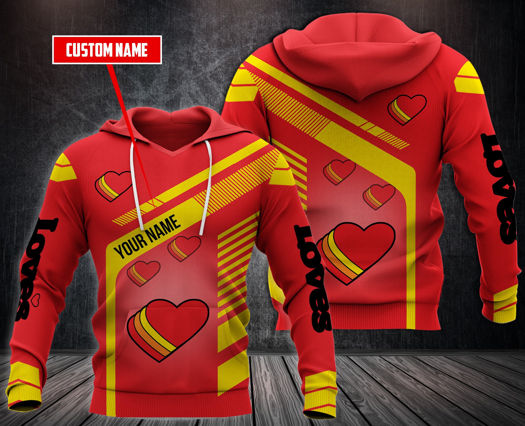 Personalized Love’S Red Custom All Over Print 3D Hoodie Personalized Love’S Red Custom All Over Print 3D Hoodie