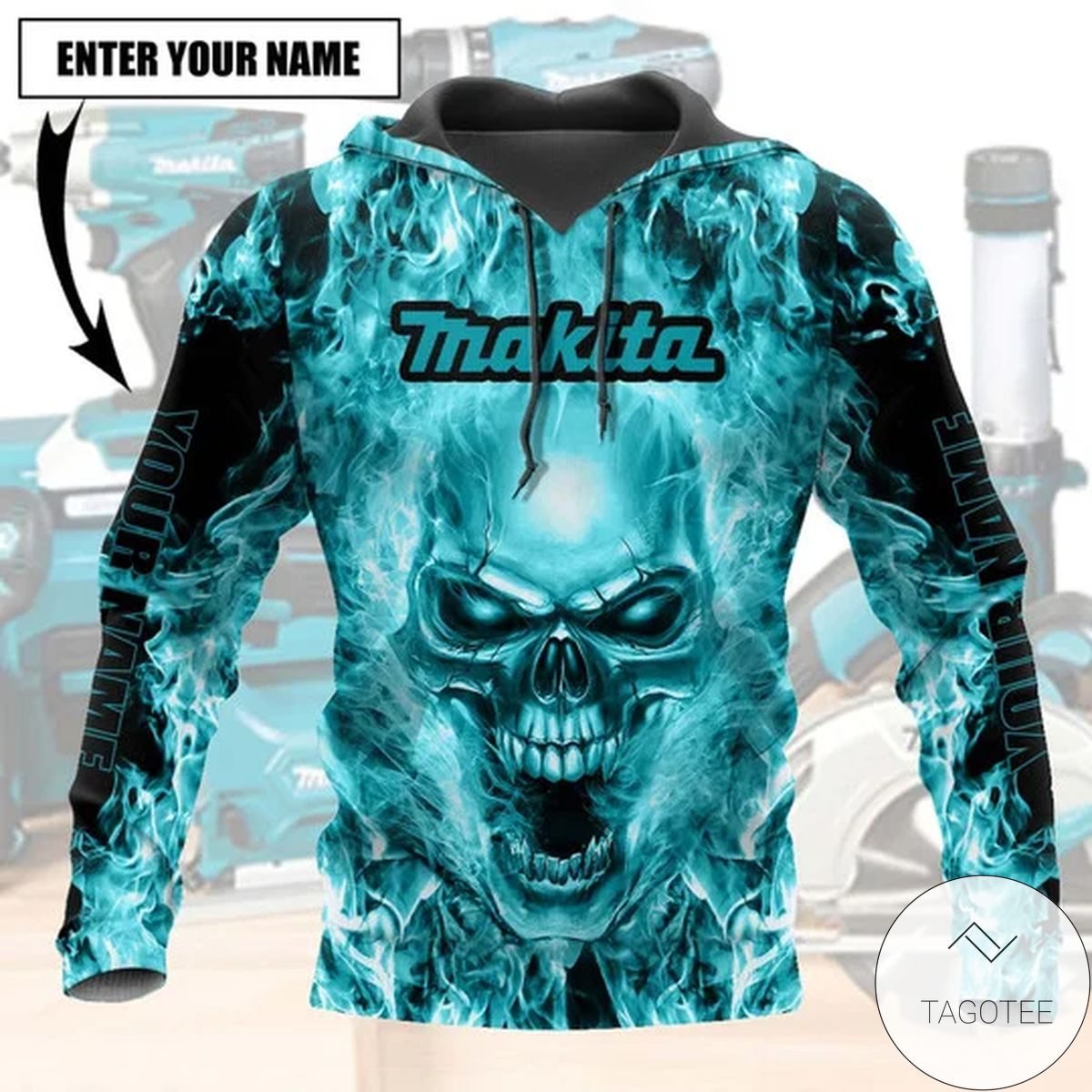 Personalized Makita Skull Fire Flame Hoodie Personalized Makita Skull Fire Flame Hoodie