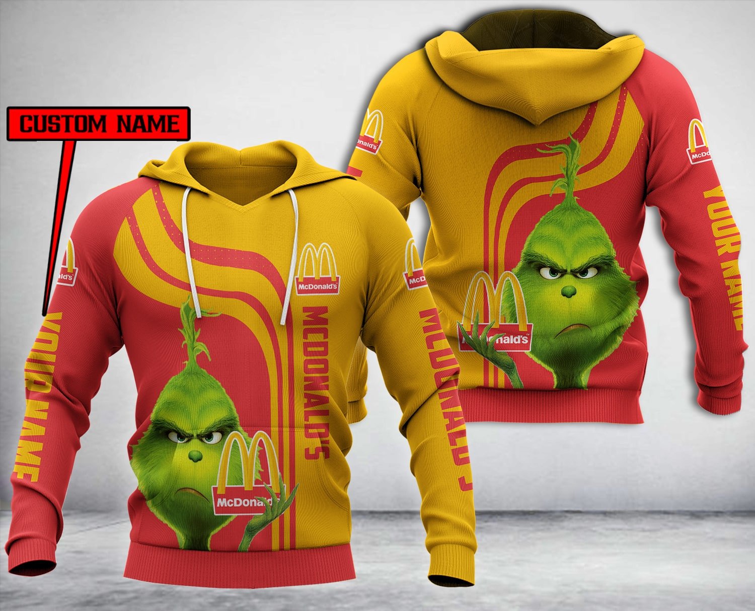 Personalized Mcdonald’S Grinch Custom All Over Print 3D Hoodie Personalized Mcdonald’S Grinch Custom All Over Print 3D Hoodie