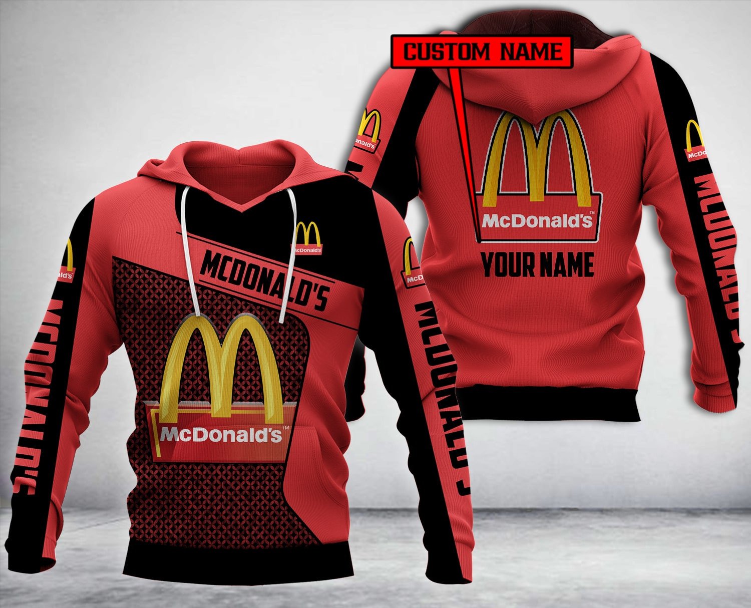 Personalized Mcdonald’S Red Black Custom All Over Print 3D Hoodie Personalized Mcdonald’S Red Black Custom All Over Print 3D Hoodie