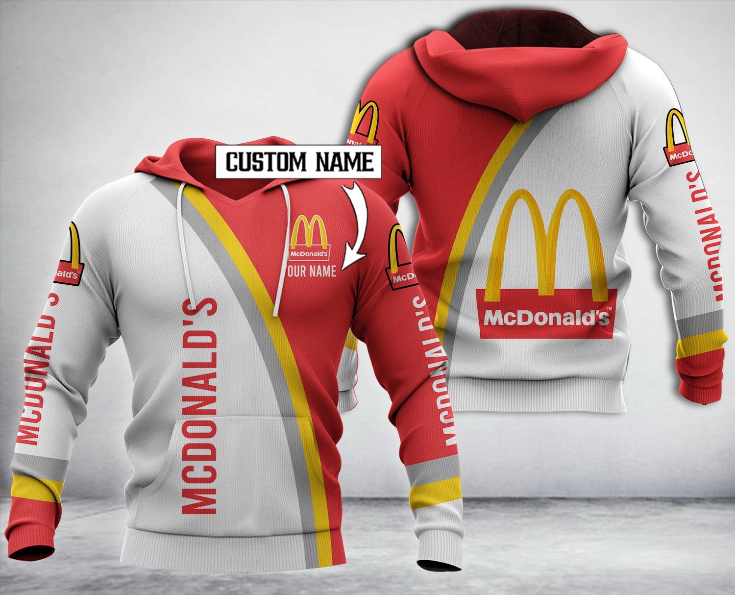 Personalized Mcdonald’S White Red Custom All Over Print 3D Hoodie Personalized Mcdonald’S White Red Custom All Over Print 3D Hoodie