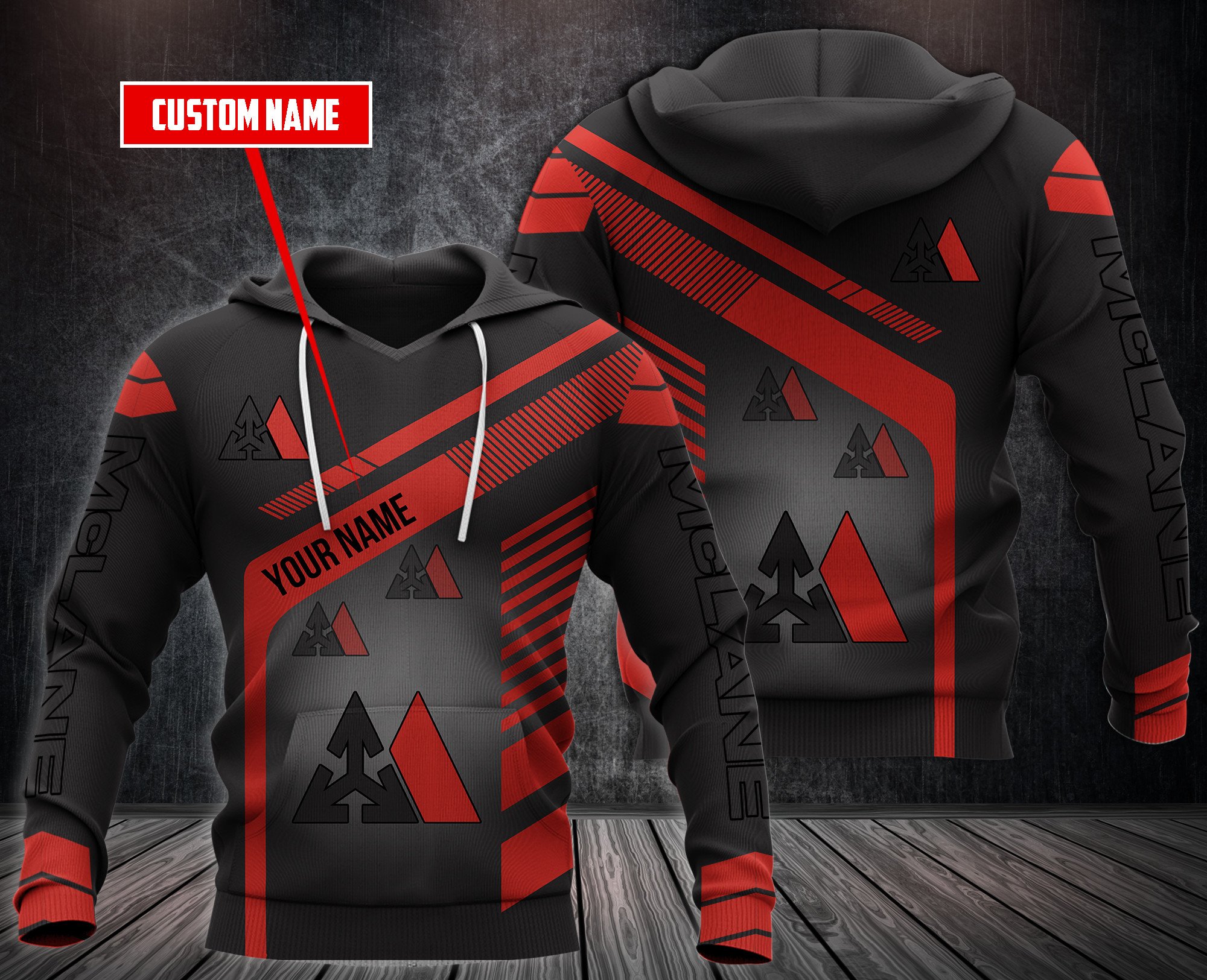 Personalized Mclane Black Red Custom All Over Print 3D Hoodie Personalized Mclane Black Red Custom All Over Print 3D Hoodie