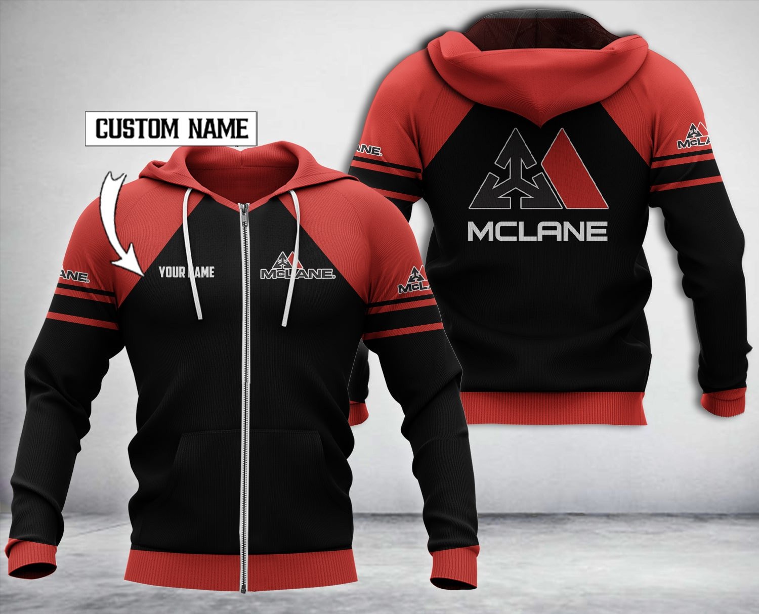 Personalized Mclane Black Red Custom Hoodie Personalized Mclane Black Red Custom Hoodie